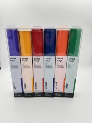 New Cricut Permanent Smart Vinyl Rolls 13'' x 3' Lot Of 6 Different Colors