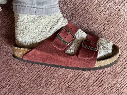 Birkenstock Arizona Velourleder weinrot Gr. 42 schmale Weite Weichbettung - Bild 4 von 5