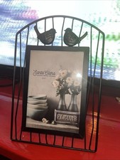 5x7 Unique Metal Bird Cage Table Top Or Hanging Photo Frame Black