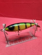Vintage Shur Strike Injured Minnow Bug Eye Wooden FISHING LURE RARE Green /Black