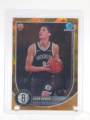 EGOR DEMIN 2025-26 BOWMAN CHROME SAPPHIRE GOLD ROOKIE RC /50 #BCV-8 NETS Q7656