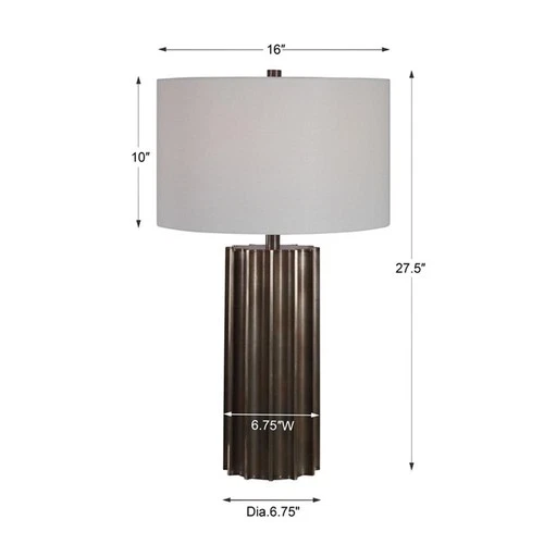 Uttermost Khalio Contemporary Steel and Fabric Table Lamp in Aged Gunmetal - Picture 9 of 9