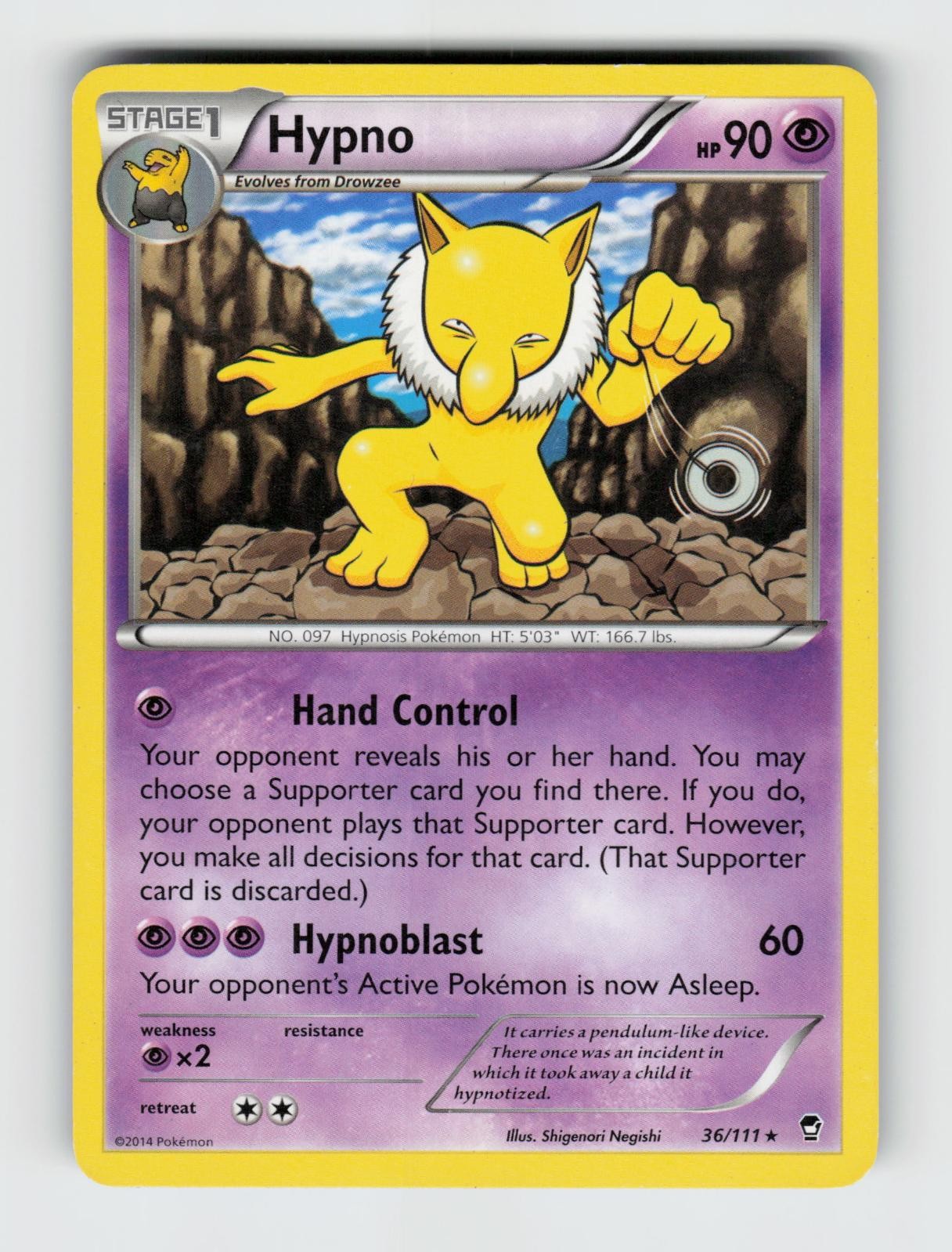 Hypno 36/111 Rare Furious Fists Pokemon 2014 Lightly Played