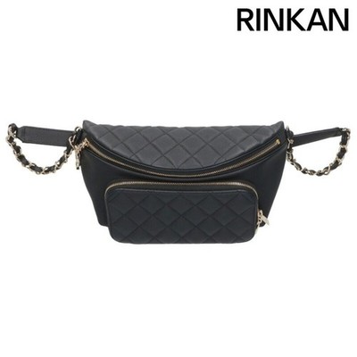 CHANEL AS0465 Matelasse Caviar Skin Leather Waist Bag Men's Used eefc1ea7a5af3af