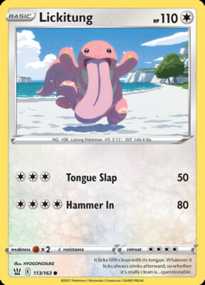 4x Lickitung - 113/163 - Common - Reverse Holo NM-Mint Pokemon SWSH05 - Battle S