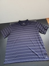 Champion Golf Polo Shirt Striped Navy Blue Stretch Short Sleeve Men's Size XL