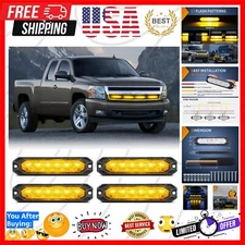 Nilight 4PCS 6LED Amber Emergency Strobe Lights 12V 24V Surface Mount Flashing W