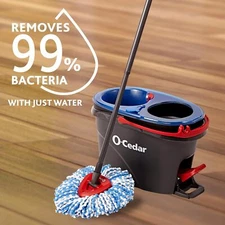 Spin Mop and Bucket System | Clean with water | Removes 99% of bacteria