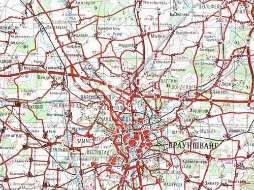 Mapa topográfico militar soviético ruso - BRAUNSCHWEIG (Alemania), 200K, edición 1986 - Imagen 7 de 8