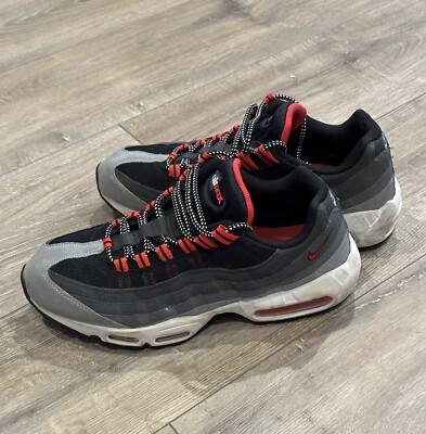 NIKE Air Max 95 Men s Running Shoes 11.5 609048-066 Hot Red Wolf Gray Black