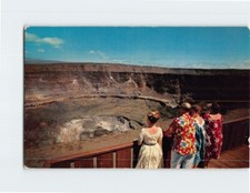 Postcard Halemaumau Firepit Volcano House in Hawaii National Park USA