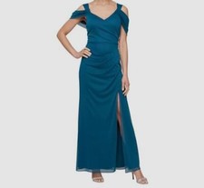 Alex Evenings Women's Blue Long Cold Shoulder Dress Size 8