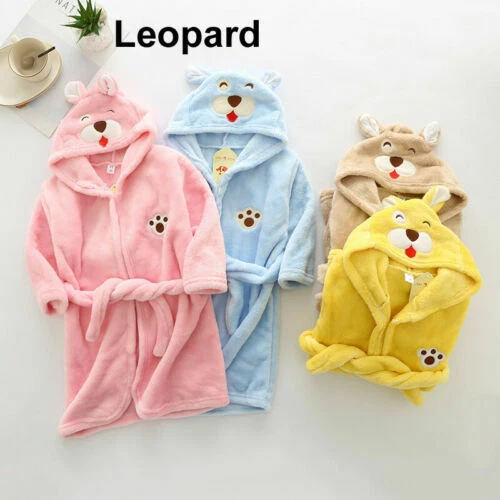 Baby Kid Toddler Boy Girl Animal Pajamas Sleepwear Bathrobe Hooded Bathing Robe - Image 3 of 4
