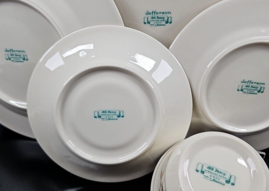 4) Syracuse China Jefferson 5 Pc Place Settings Vintage Gold 4) Syracuse China Jefferson 5 Pc Place Settings Vintage Gold