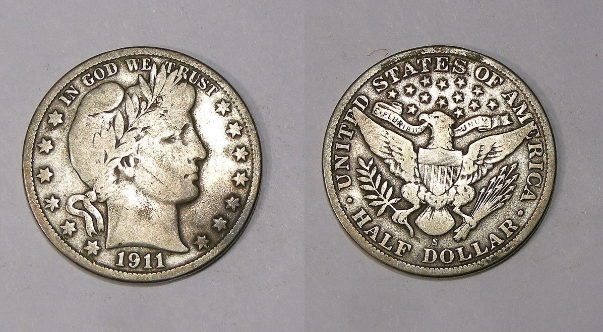 1911-S SILVER BARBER HALF F/VF INV#328-26 | eBay