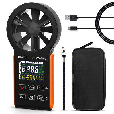 Digital CFM Anemometer Wind Speed Air Flow Air Velocity Meter 30m/s Color LCD 