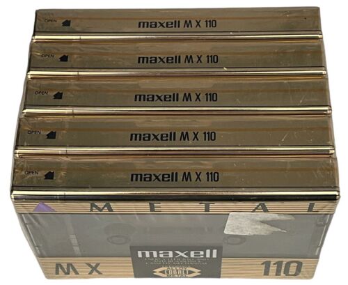 5-Pack Maxell MX 110 Metal Cobalt Alloy Metal Audio Cassette Tapes New Sealed - Foto 1 di 3