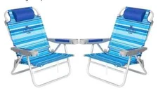2 Pack SUNNYFEEL Extra Wide 28" Low Beach Chair 5 Position Lay Flat XL portable