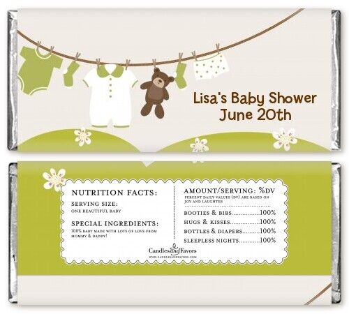 Clothesline it's a Baby - Personalized Baby Shower Candy Bar Wrappers - Picture 1 of 2