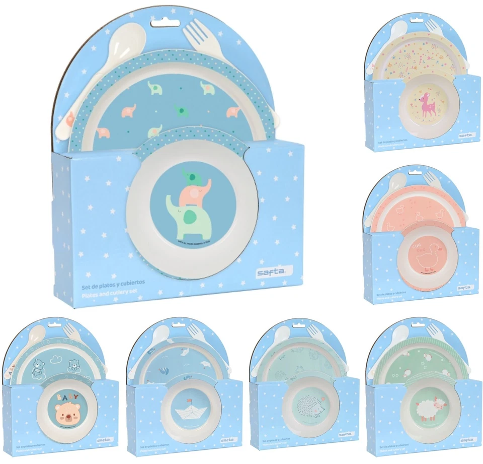 4.tlg Kindergeschirr Set Baby Geschirr BPA FREI Essgeschirr Geschenkset Safta - Bild 1 von 1