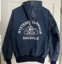 Hysteric Glamour Badsville Nude Devil Lady Blue Denim Hooded Bomber Jacket New