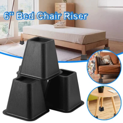 Bed Raisers 6inch Furniture Risers Table Leg Pad Chair Sofa Riser Feet Lift Set