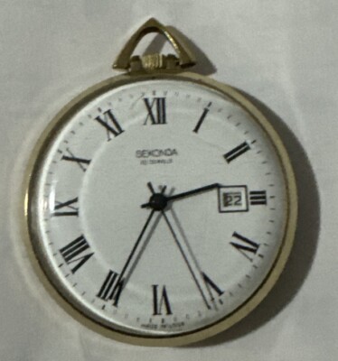 Vintage Sekonda 19 Jewels 10% Gold Pocket Watch USSR Made Roman Numerals 