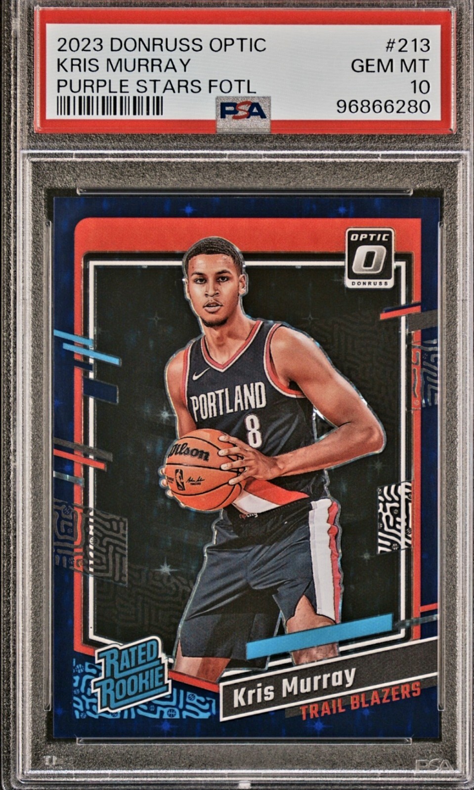 2023-24 Donruss Optic FOTL Rated Rookie Kris Murray Purple Stars /17 PSA 10 🟣✨️