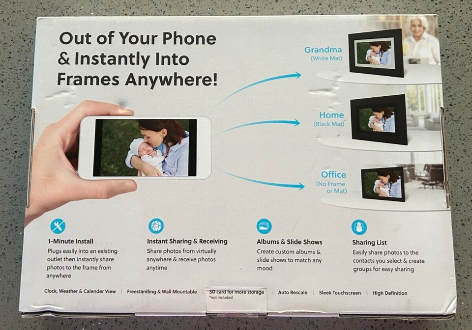 SimplySmart Home PhotoShare Frame 8" HD Screen Digital Frame 2 Mats Open Box - Image 2 of 4