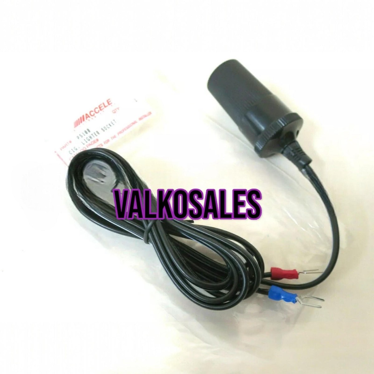 Accele PS100 Cigarette Lighter Plug Socket to Wire Terminals 12V Hardwire  Kit