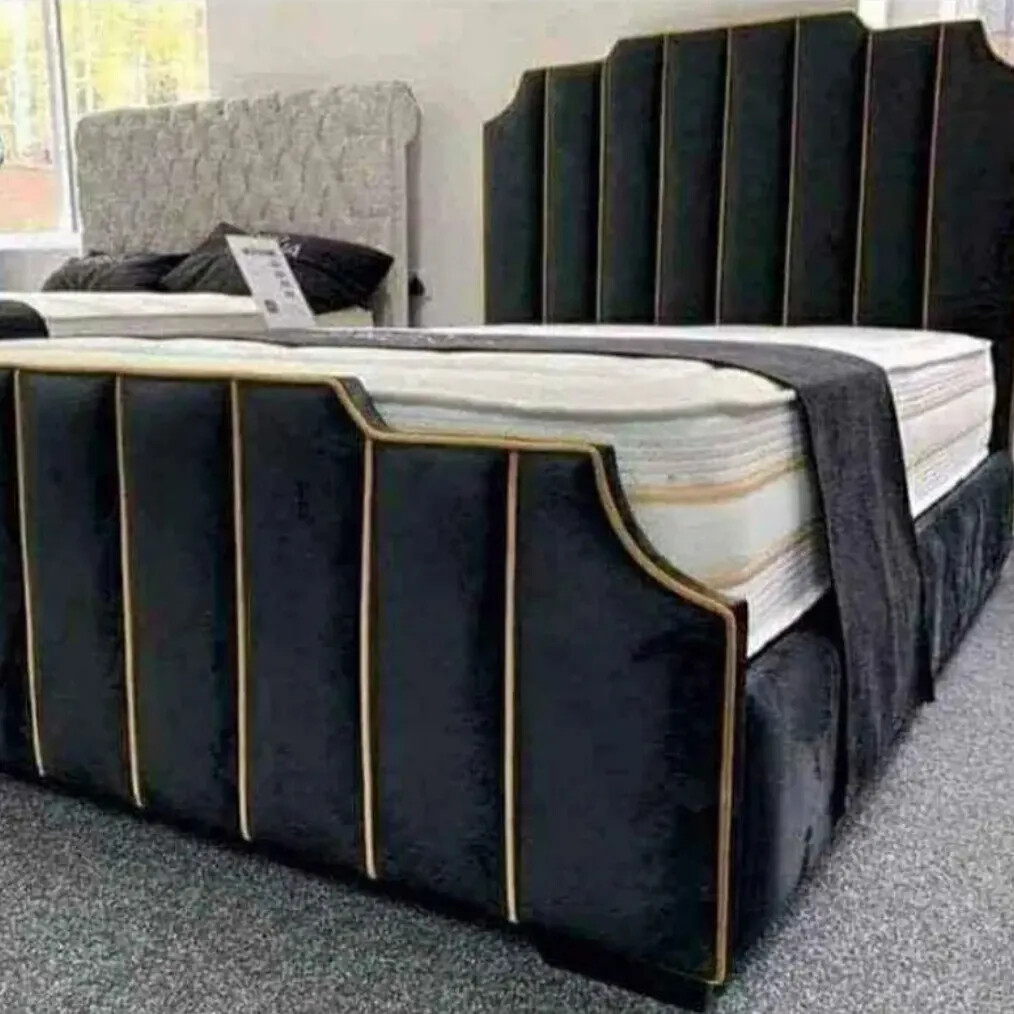 Art Deco Upholstered Bed Frame with Headboard UK Hand made5 star eBay