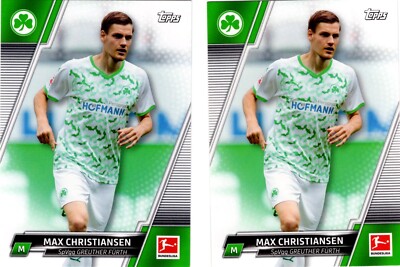 (2x) 2021 Topps Bundesliga Soccer Max Christiansen UNLIMITED SHIPPING FOR $4.00