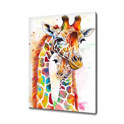 Giraffen Abstrakt Bunt Leinwandbild Bild Wandbehang Handarbeit Kunst
