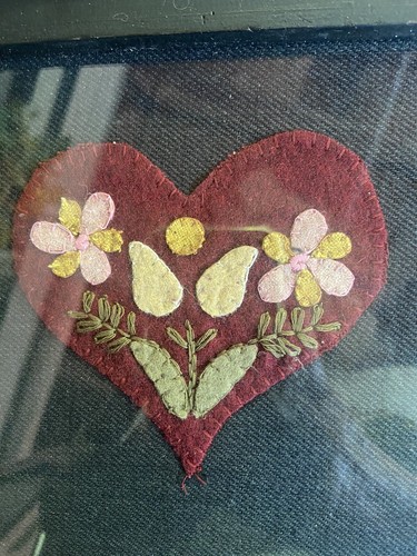 Country Primitive Wood framed Embroidered Wall Sign with Stitched Design - Picture 3 of 4