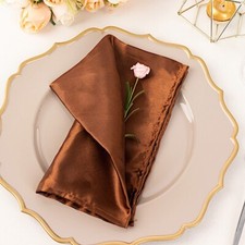 10 CINNAMON BROWN Silky SATIN 20x20" Wedding NAPKINS Party Table Linens