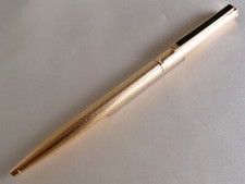 Dunhill Ballpoint Pen Gold Plated Barley Black Line Clip