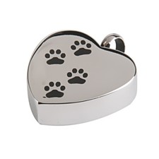 Memorial Dog Pet Paw Heart Cremation Pendant Urn Jewelry Keepsake Ash Holder