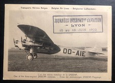 1933 Bron France Early Aviation RPPC Postcard Cover FFC SABENA Airplane