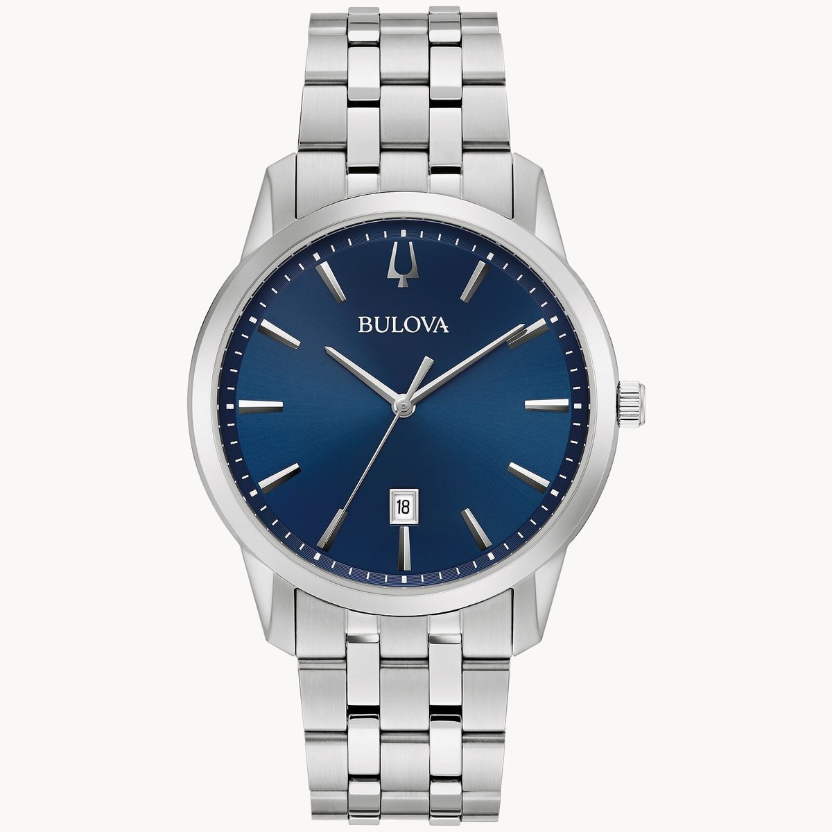 Bulova Sutton Men's Quartz Silver Date Display Blue Dial Watch