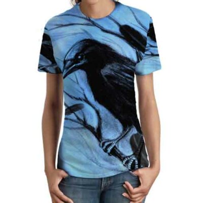 New Women's Tshirt Crow Bird T-Shirt Size S to 3XL