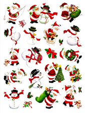 MOREHEAD SNOWMAN SANTA CHRISTMAS STICKERS SEALS 8"X10" Full Sheet  55