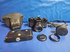 KONICA Autoreflex T - ALL BLACK version - SLR 35mm Film Camera W/ Lens Cover