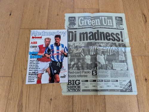1998-99 Sheffield Wednesday v Arsenal + Zeitungsberichte - Di Canio schob Ref