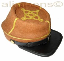 Civil War Union Lt. Butternut 2 Row of Gold Braid Leather Peak Kepi- ALL SIZES
