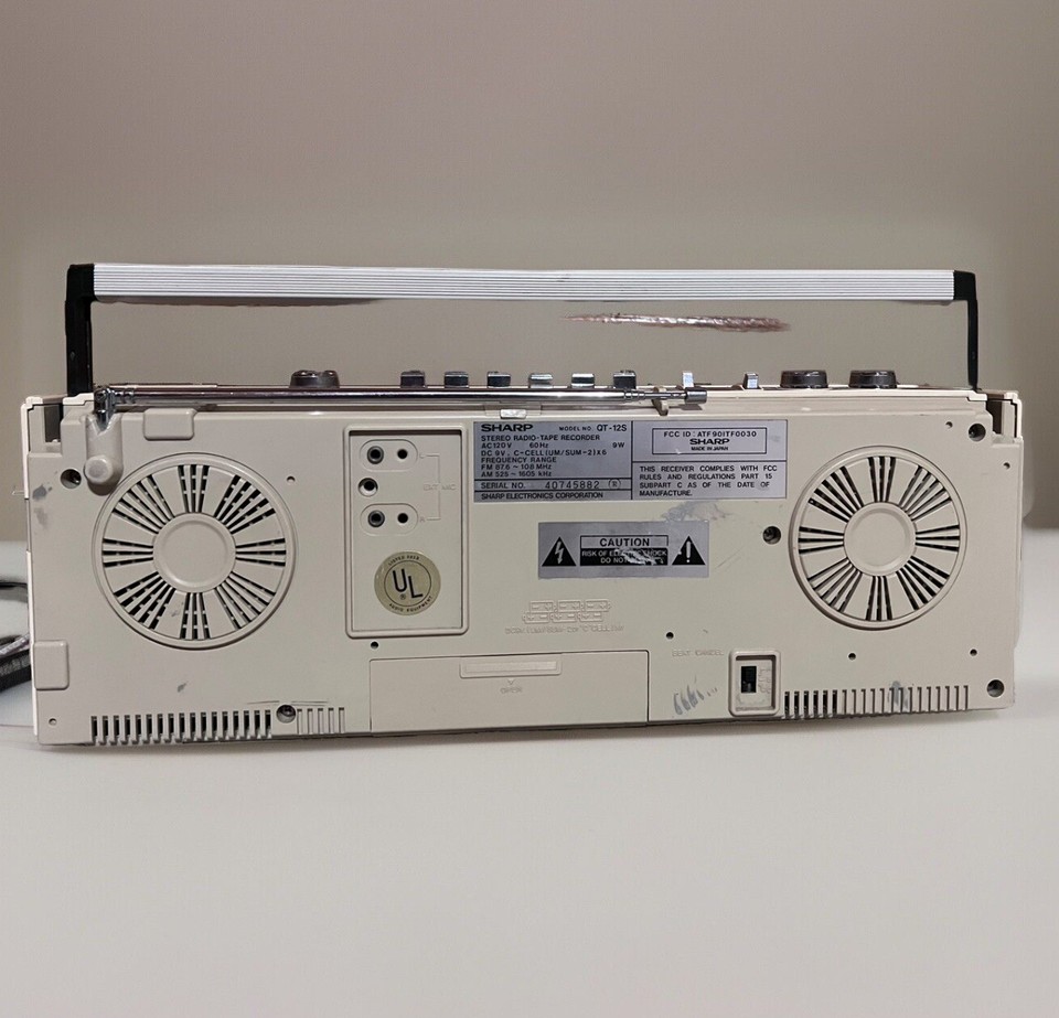 vtg Blue & Beige SHARP Stereo Radio Cassette Recorder Boom Box QT12
