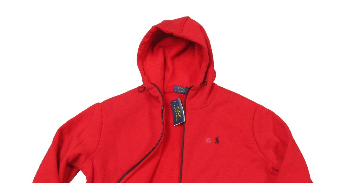 Polo Ralph Lauren Men's Red Double Knit Fleece Lined Full Zip