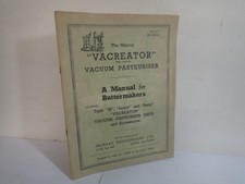 Murray Vacreator Vacuum Pasteuriser Manual For Buttermakers M Junior & Baby 1954