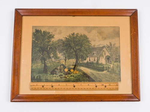 Early Currier & Ives Reproduction American Homestead Autumn 7 7/8" x 12 3/8" - Picture 10 of 11