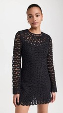 NWT Simkhai McCall Cage Dress Crochet Mini Dress Sz 4 Long Sleeve Black $845