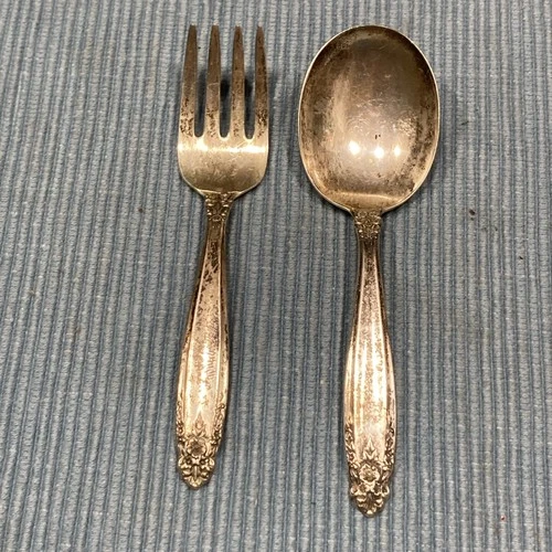 International  Silver Co. Prelude Pattern Sterling Silver Baby Fork & Spoon